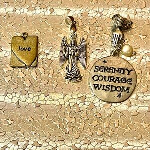 VTG Lot Of 3 Religious Christian’s Pendant  Angel Love Heart Serenity Courage #3
